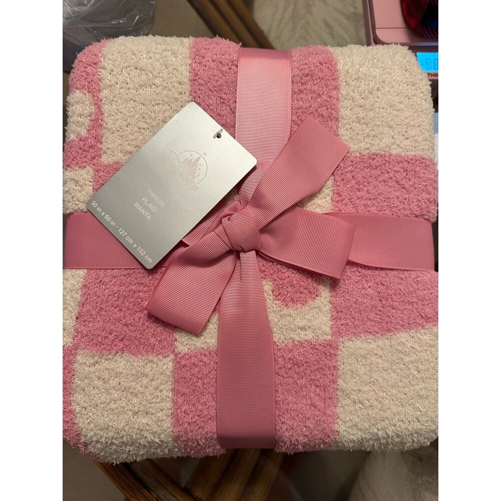 Disney Parks Pink Plaid Throw Blanket